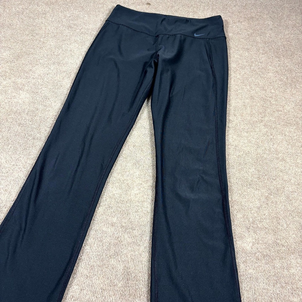 Nike Leggings Womens Medium Black Swoosh Logo High Waisted Running Gym Yoga